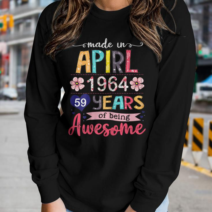 Made In April 1964 Floral 59 Year Old 59[C} Birthday Women Long Sleeve T-shirt Gifts for Her